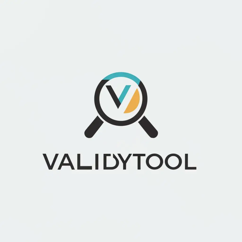 a logo design,with the text "ValidyTool", main symbol:Icon that has to do with content validation, tool evaluation. It may carry a magnifying glass.,Moderate,clear background