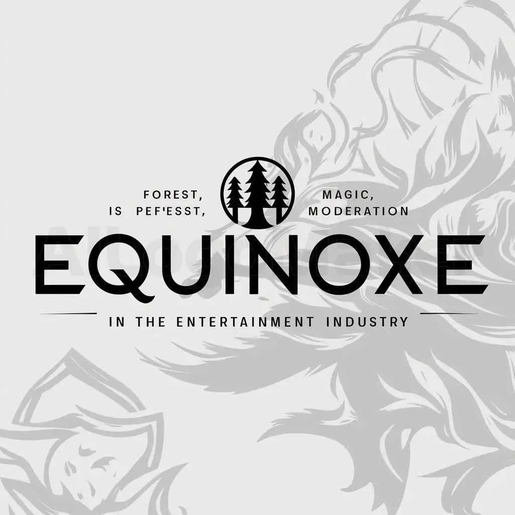 a logo design,with the text "Equinoxe", main symbol:forêt, magie,Moderate,be used in Entertainment industry,clear background