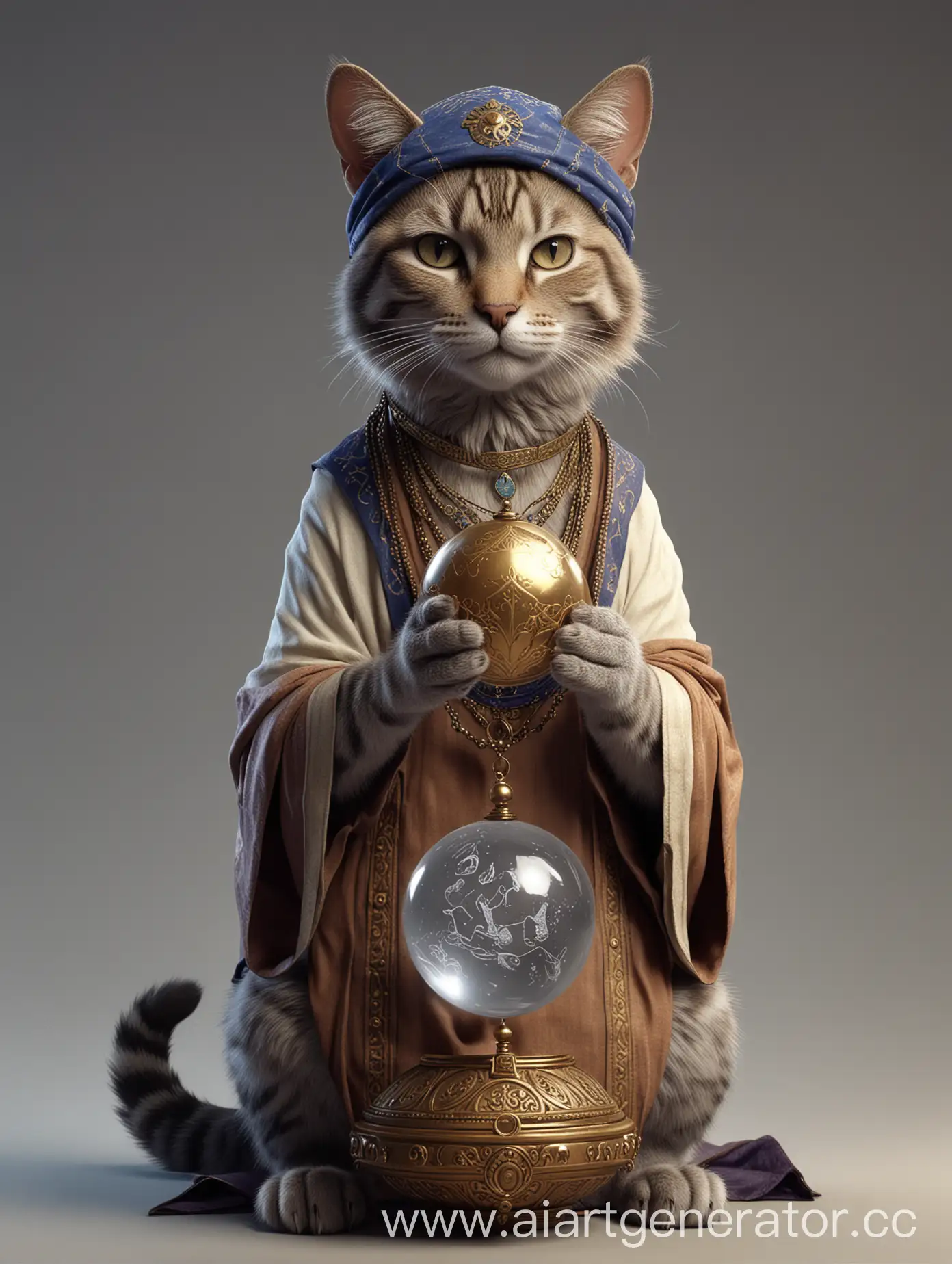 cat, fortune teller, 3d render, male, full body, quadruped
