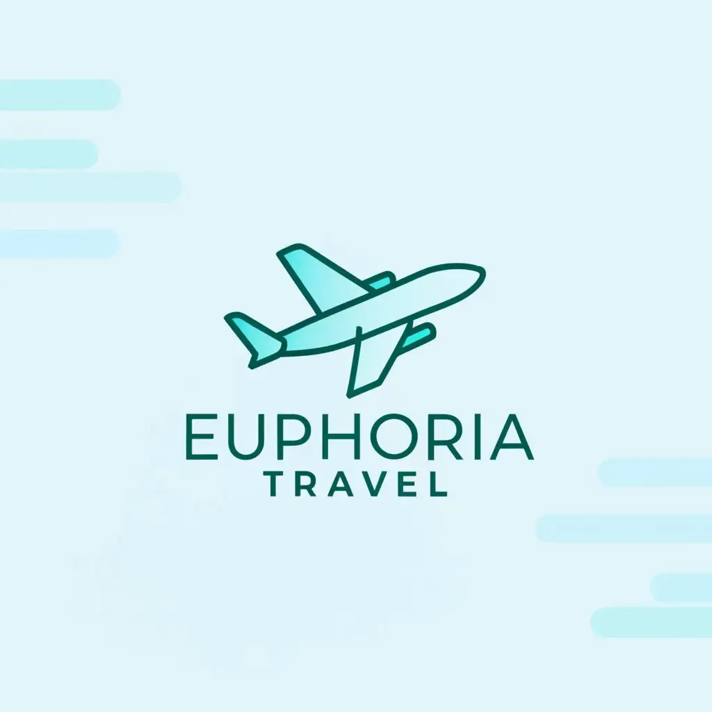 a logo design, with the text 	extit{Euphoria Travel}, main symbol:Airplane, Cloud, Moderate, to be used in Travel industry, clear background