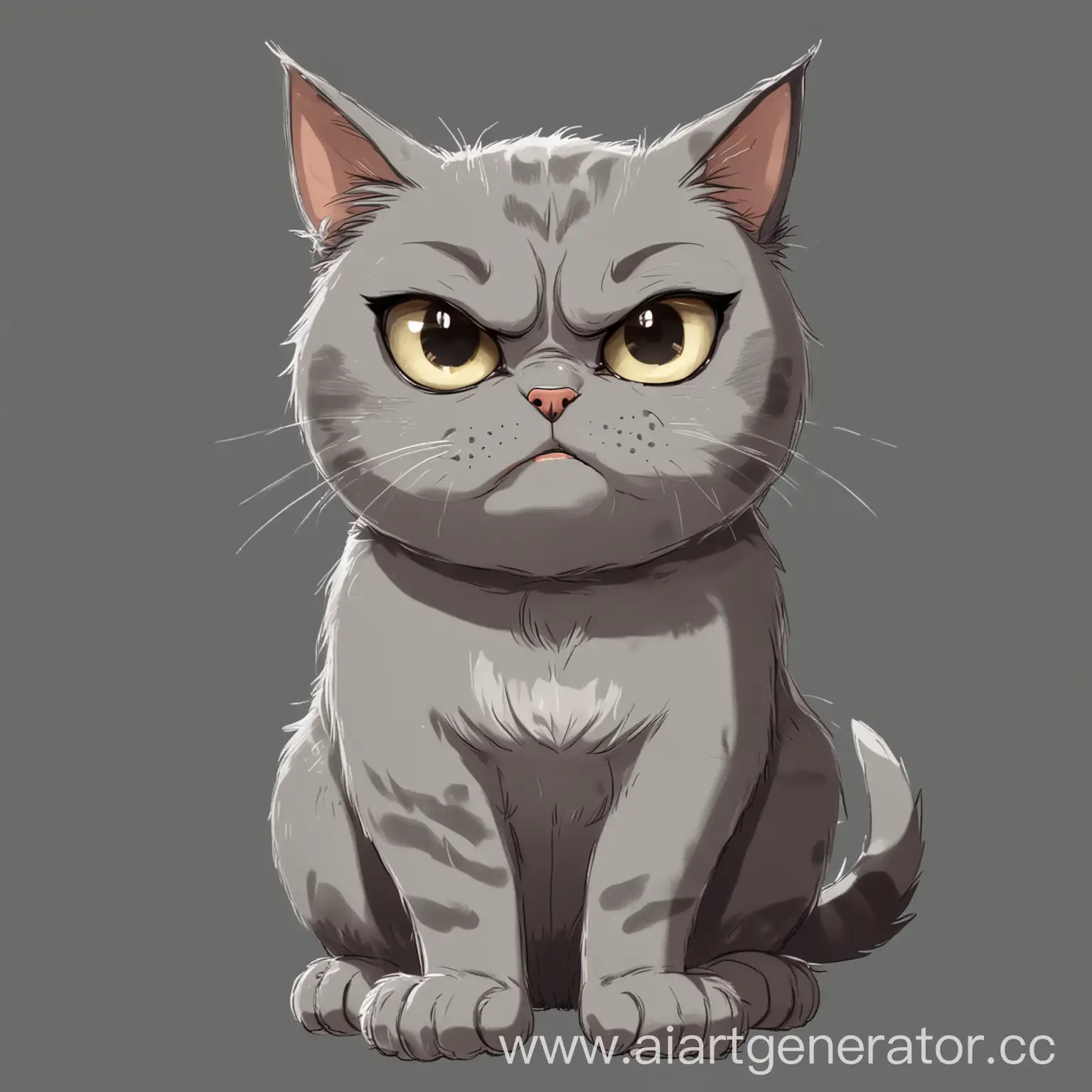 Disgruntled-Gray-Cat-in-Cartoon-Anime-Style-Looking-at-the-Camera