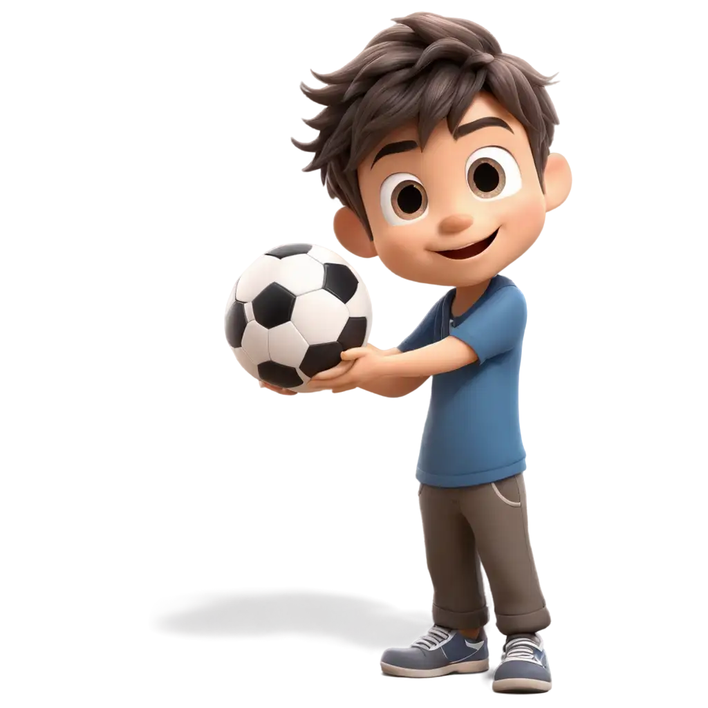 boy holding ball, chibi style, disney