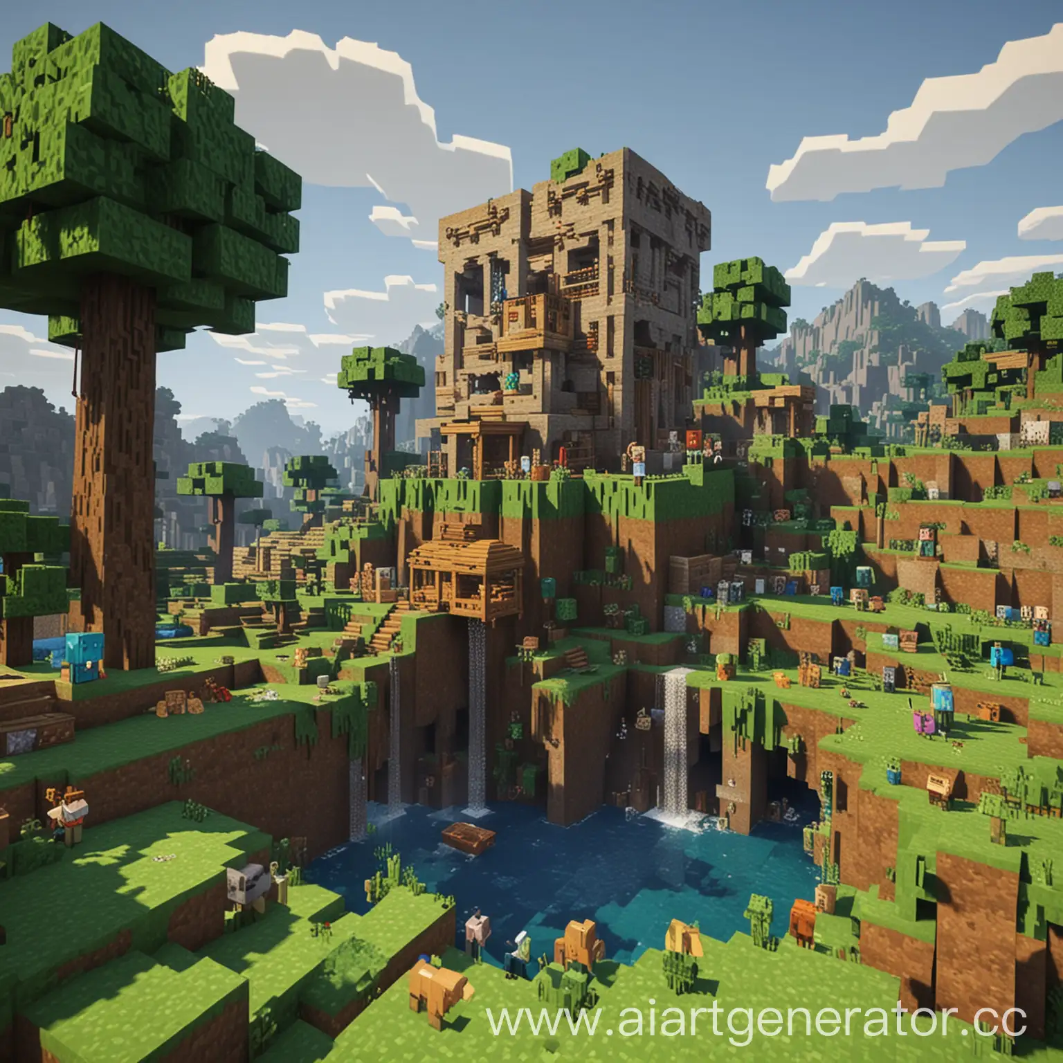 Colorful-Minecraft-Characters-Exploring-Pixelated-Worlds