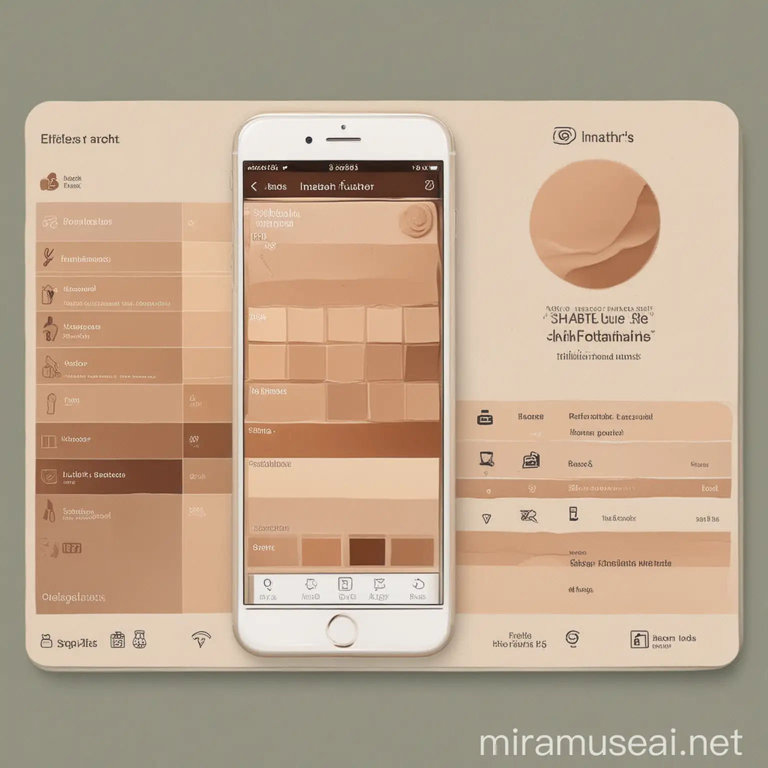 create a instagram infographic that shows an app which will be used for shade matching foundations and skin concerns.