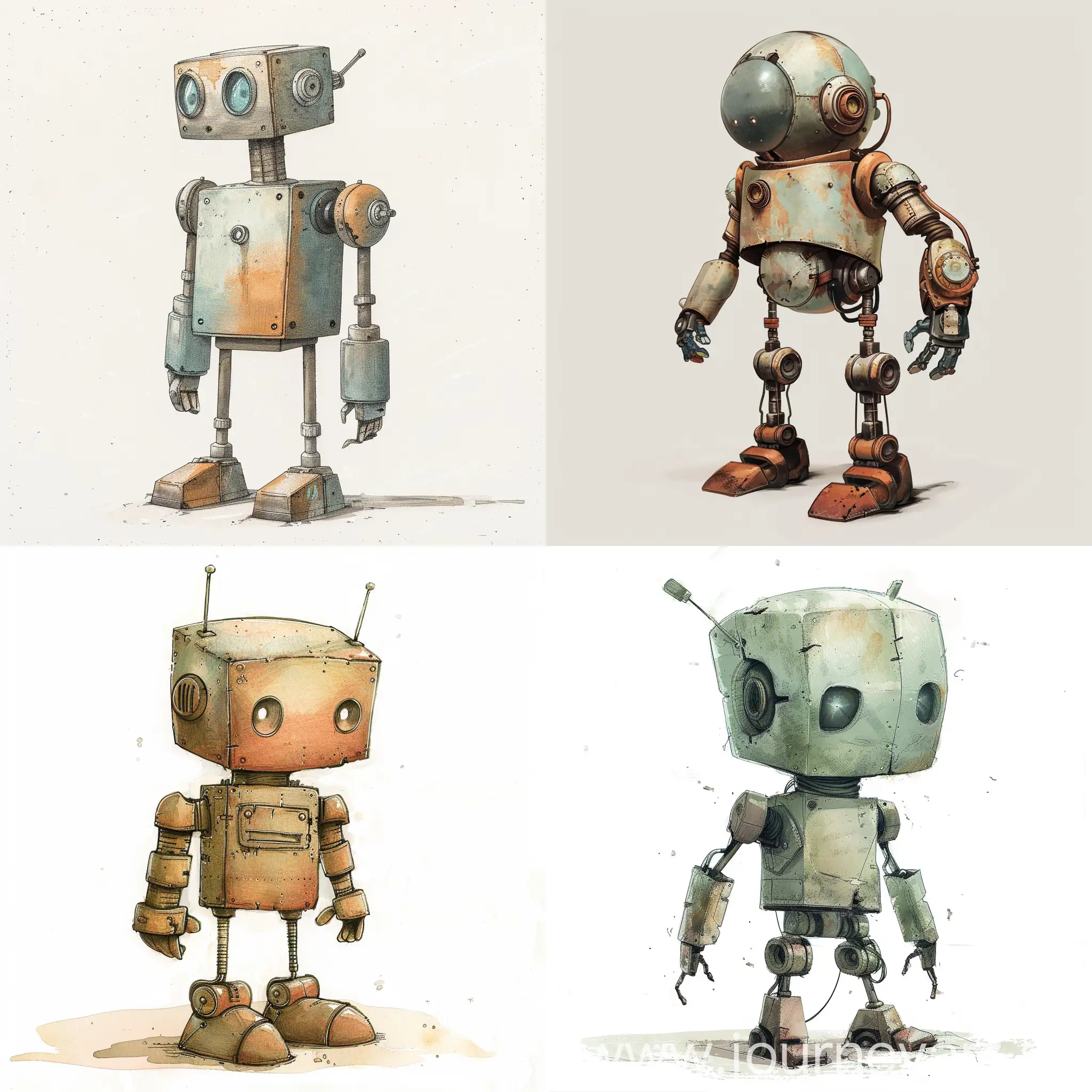 Charming-VintageStyle-Robot-in-Soft-Muted-Colors-on-White-Background