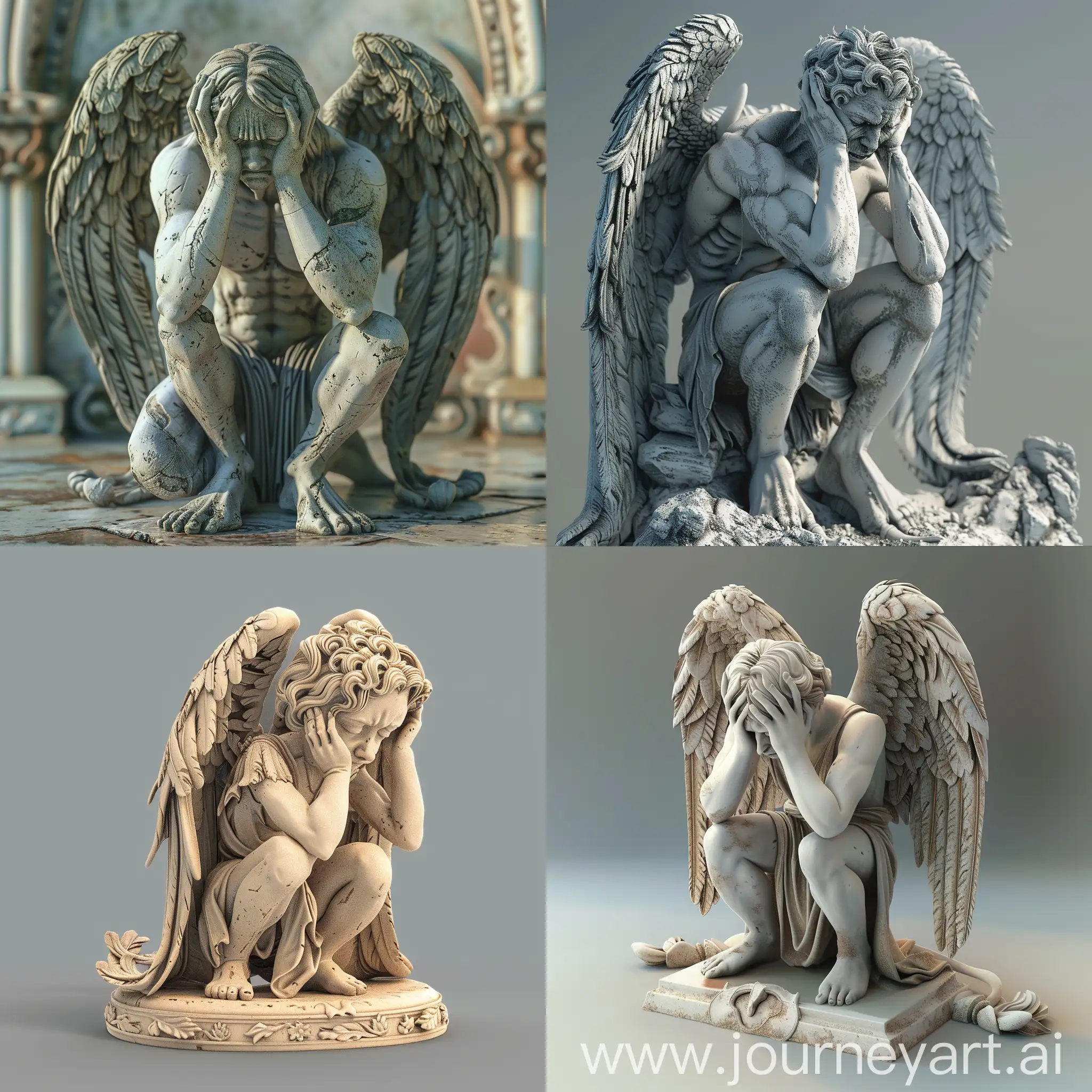 3D-Crying-Angel-Mythological-Creature-Sculpture