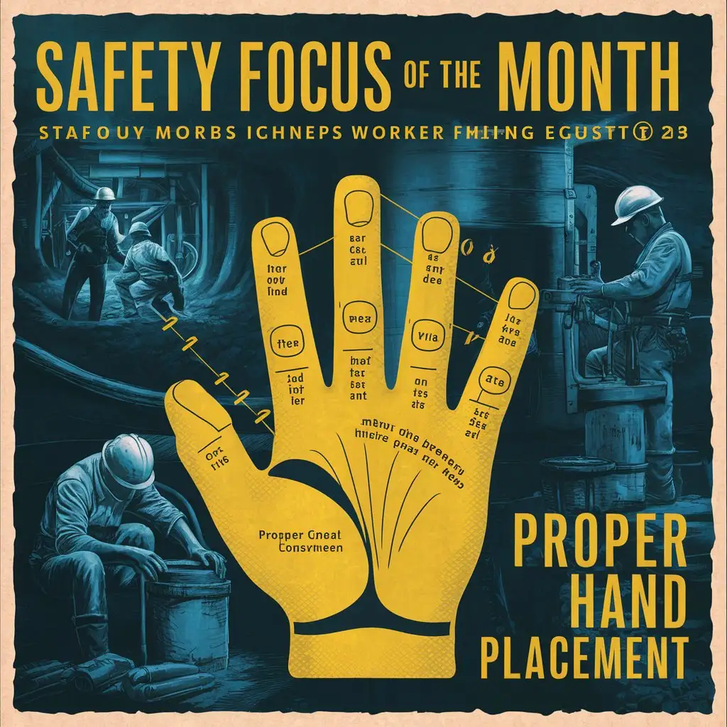 Coal Mine Safety Sign Proper Hand Placement Focus
