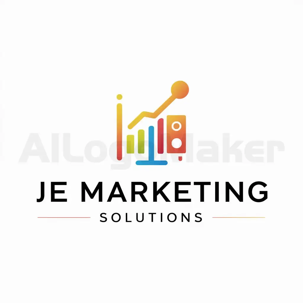 a logo design,with the text "JE MARKETING SOLUTIONS", main symbol:Graph, microphone,Moderate,clear background