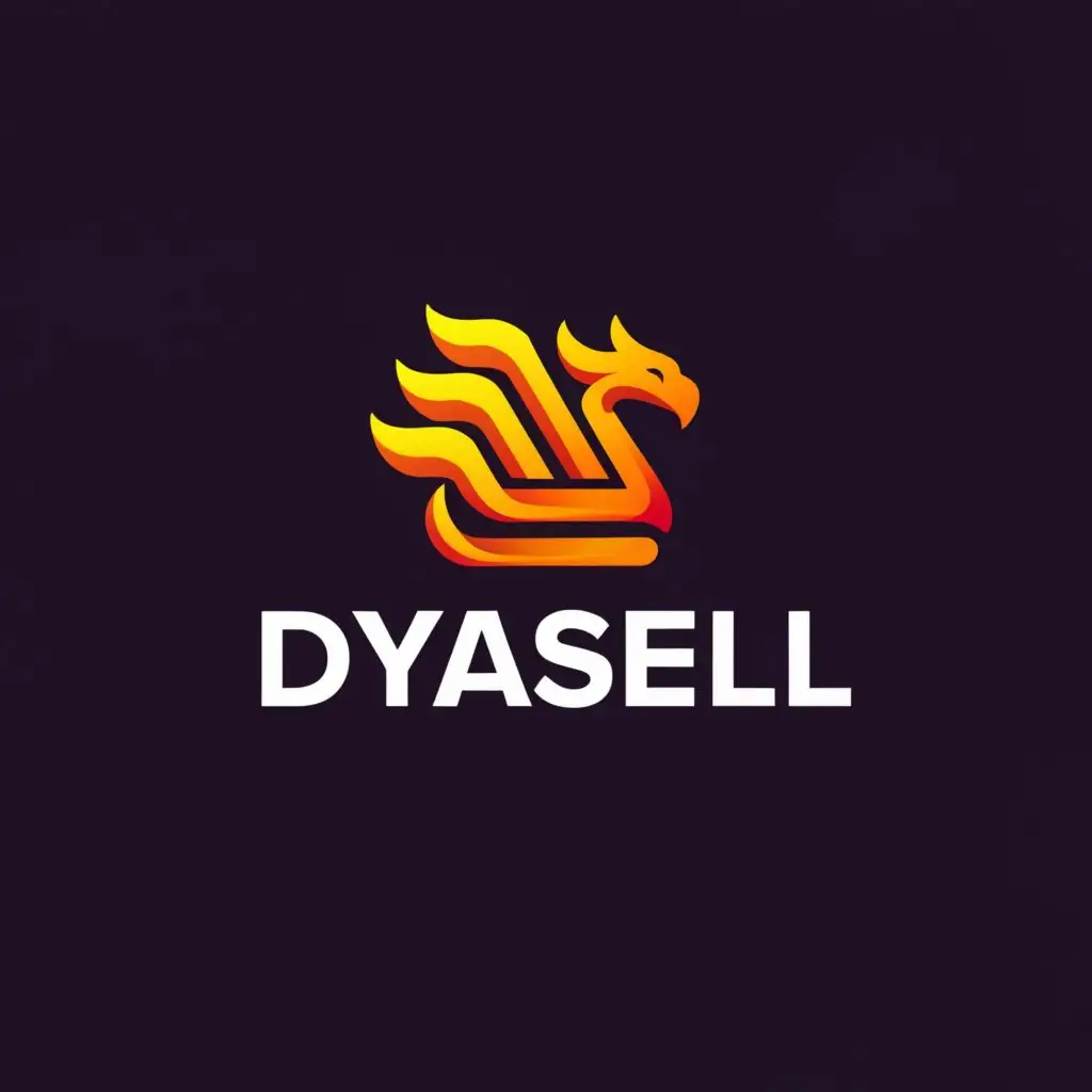 a logo design,with the text "DYASELL", main symbol:A dragon whose body is made of a shopping cart and fire comes out of its mouth,Moderate,be used in Technology industry,clear background