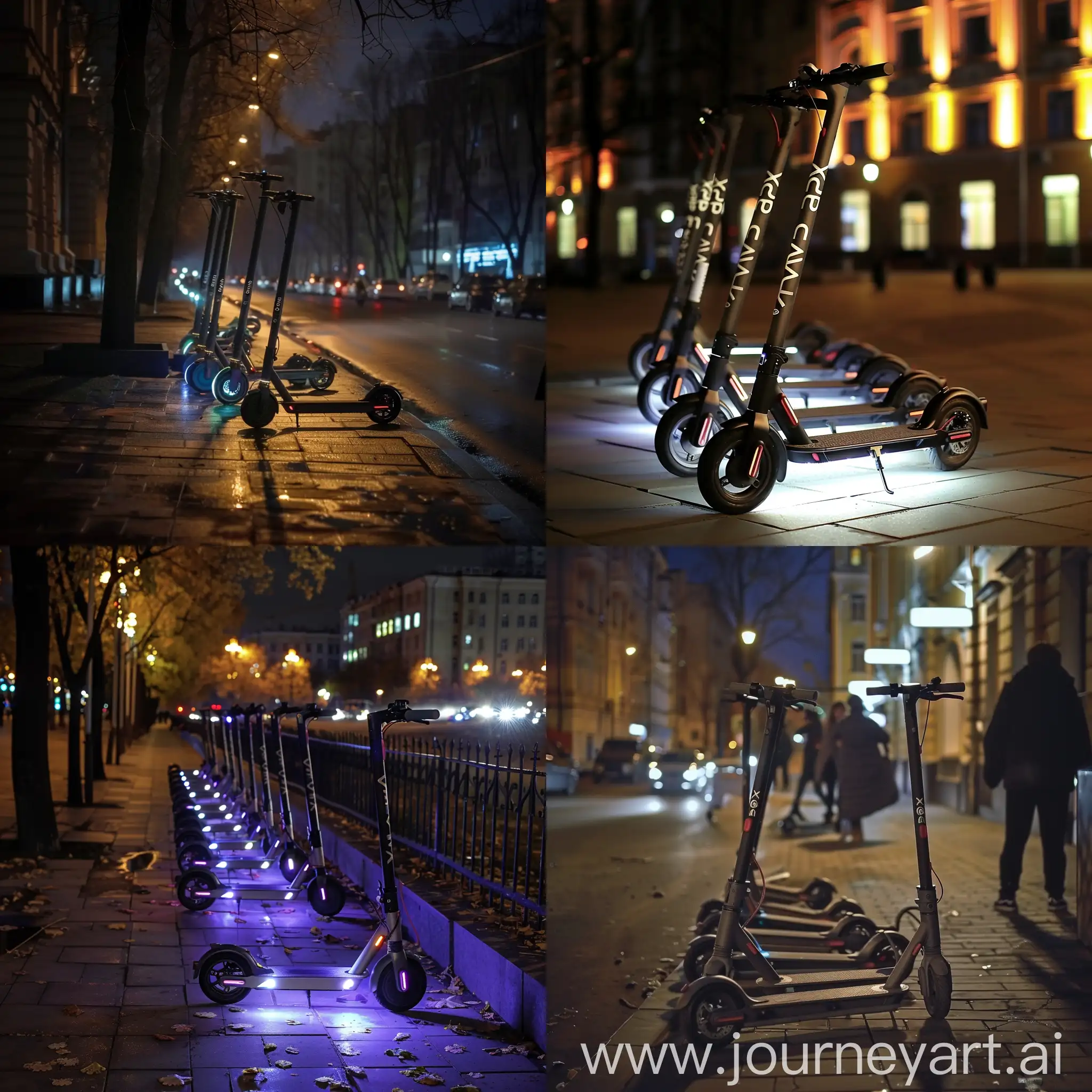 Urban-Night-Scene-with-Yandex-Scooters