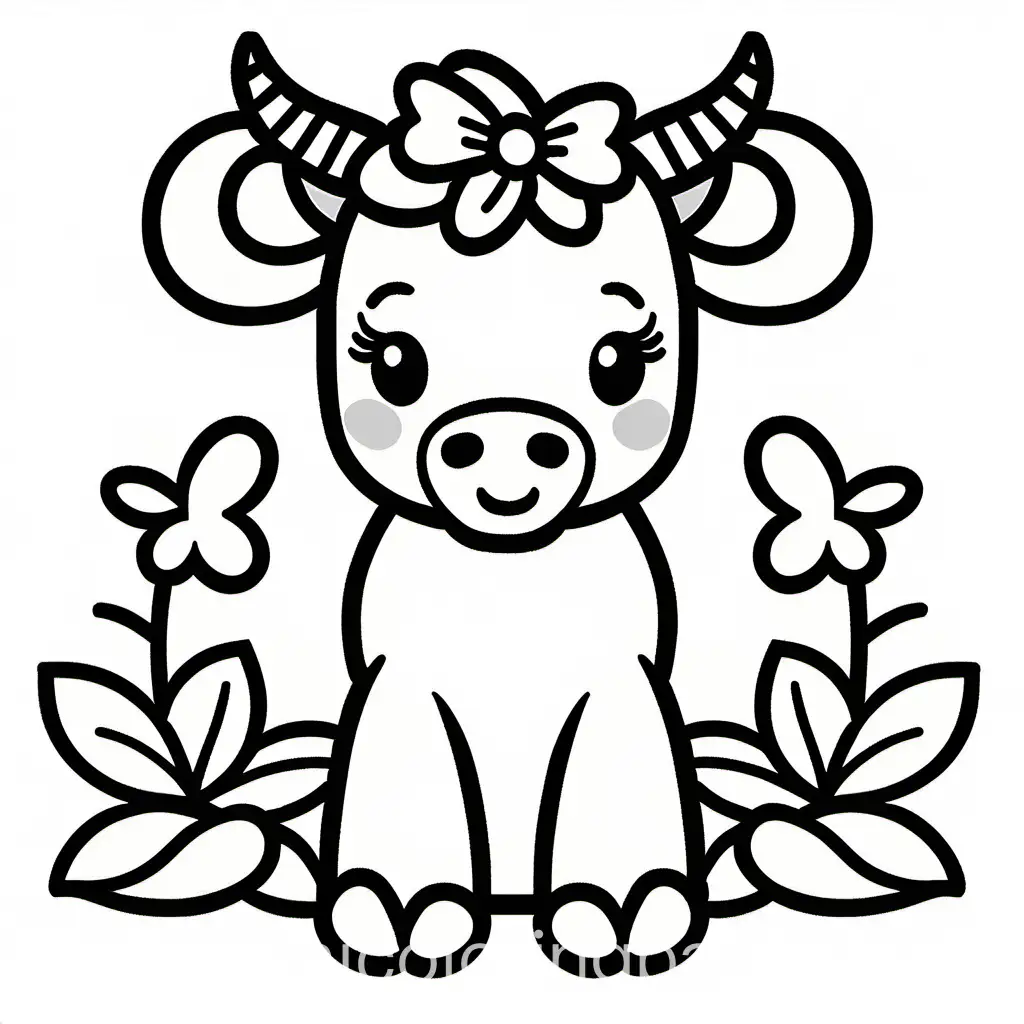 Adorable-Baby-Cow-Coloring-Page-with-Jojo-Siwa-Bow-Line-Art-for-Kids