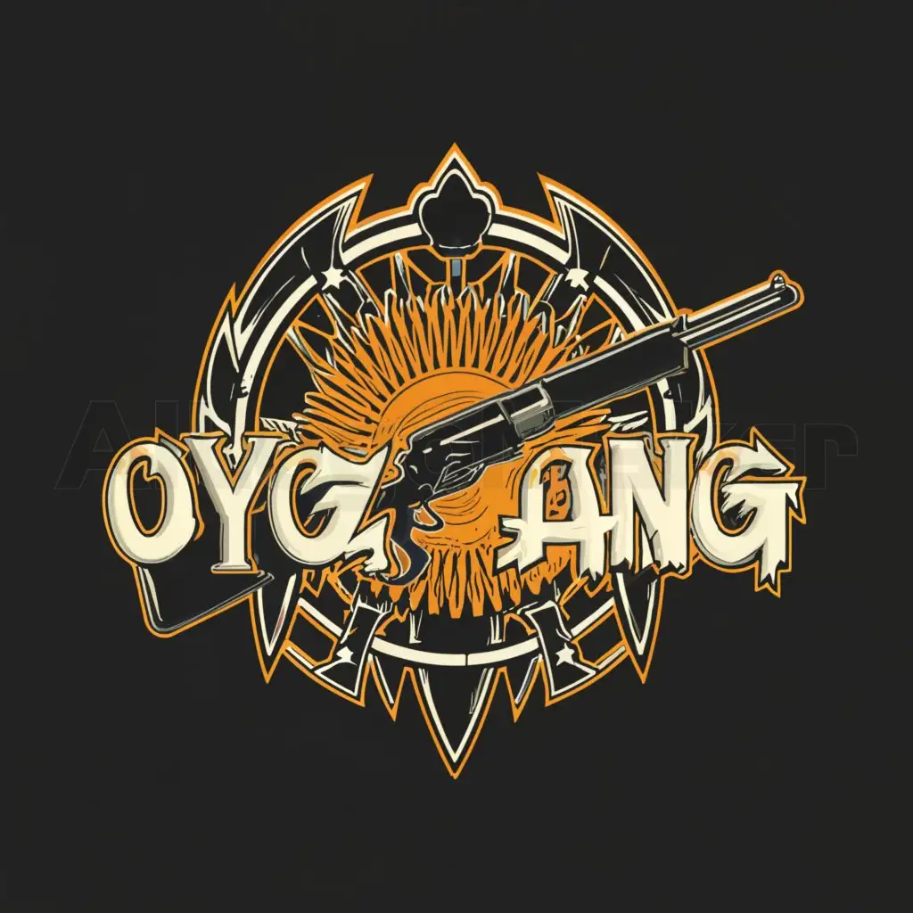 a logo design,with the text "OYG'z gang", main symbol:Rifle,complex,be used in Internet industry,clear background