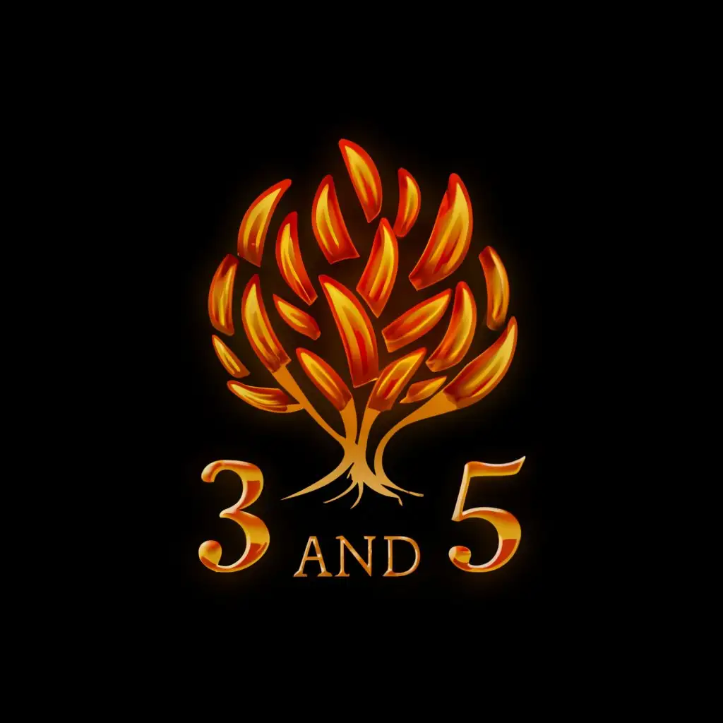 a logo design,with the text "3 and 5", main symbol:Burning bush logo,Moderate,clear background