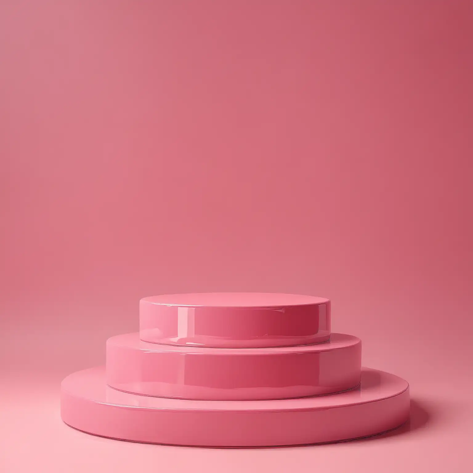 Glossy Pink Podium on Vibrant Pink Background