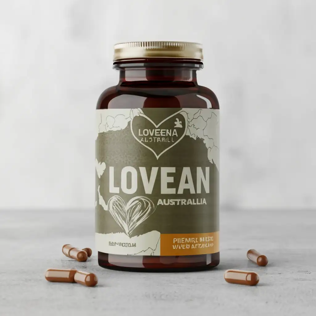 a logo design,with the text "Lovean Australia", main symbol:Label Design Brief
Our brand "Lovean Australia" need a product label
Front side:
"Premium Liver Detox 35000mg"
Silybum marianum ( Silymarin ) fruit Ext. Dry. Conc. 500mg
Equiv silybum marianum fruit dry (70:1) 35000mg
90 Tablets Made in Australia

Left side:
each tablet contains:
Silybum marianum (milk thistle) fruit extract dry conc. 70:1 500mg
Equiv silybum marianum fruit dry (70:1) 35000mg
Indication:
-Traditionally used in Western herbal supplement to maintain natural body cleansing/detoxification processes
-Support general health and wellbeing
-Support healthy digestive system function
-Support healthy liver fucntion
Dosage:
Take 1 tablet daily or as directed by your health care professional

JJKV Pty Ltd
2/25 Brisbane Street, Perth
Western Australia 6000
Australia
email: info@ausvitalnutrients.com.au

Right side:
Lovean Premium Liver Detox 35000 is specially formulated to help maintain a healthy digestive system and to support the natural cleansing detoxifying and elimination processes of the liver, bowel, and gallbladder. Milk thistle is a hepatoprotective herb with antioxidant activity to assist in protecting the liver from damaging effects of toxins and pollution.

Store below 25°C in a cool dry place away from heat and direct sunlight. Protect from humidity.

(100% Australian owned and operated logo) if you have
(GMP logo) if you have

Batch:
Expiry:
(leave a box for barcode printing)

Size of the label is 60x150mm
preferred metallic green colour, silver and white,Moderate,clear background