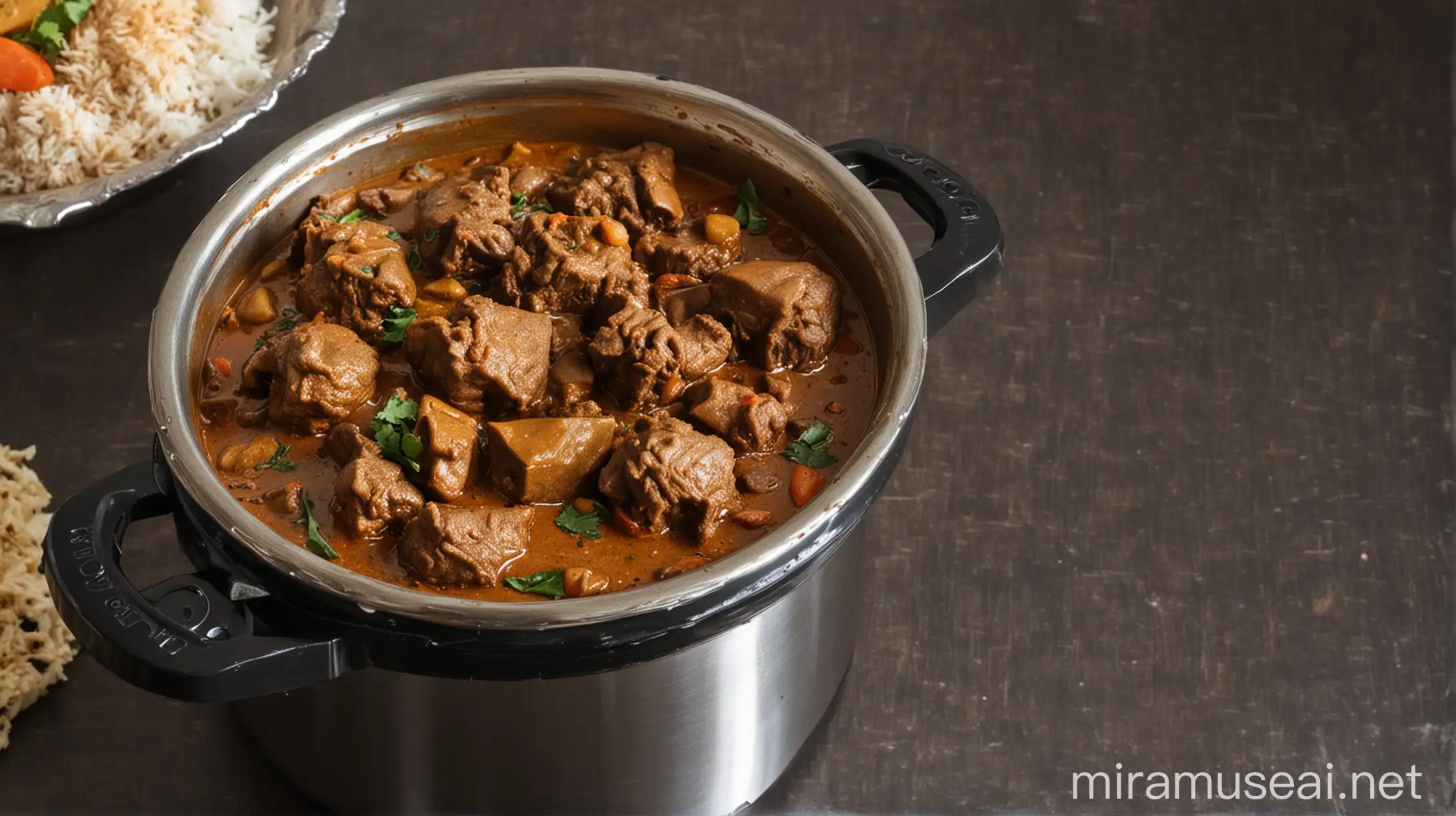 Mutton Curry Cooking on Gas Stove Delicious Homemade Recipe in Pressure Cooker