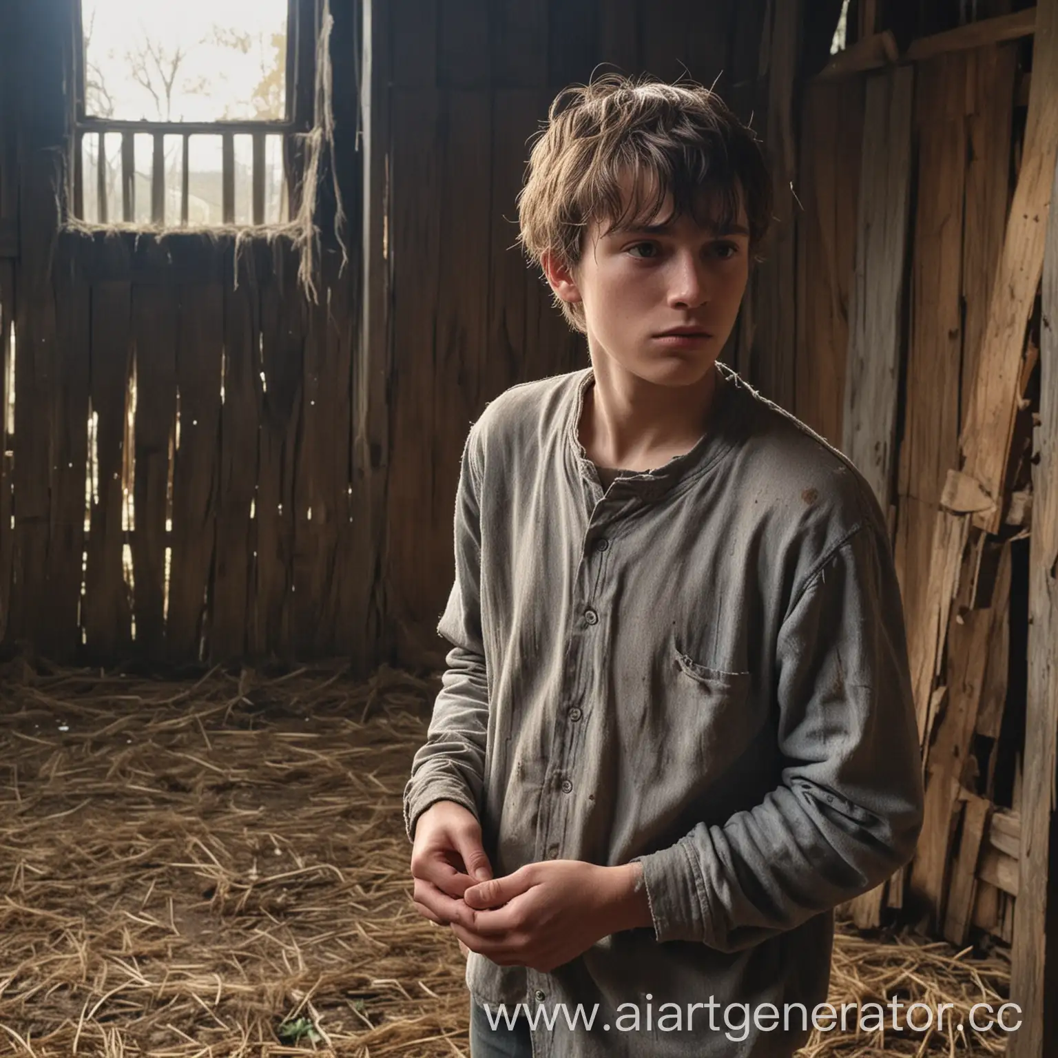 A young guy was abandoned by his mother and he was left alone in an old barn