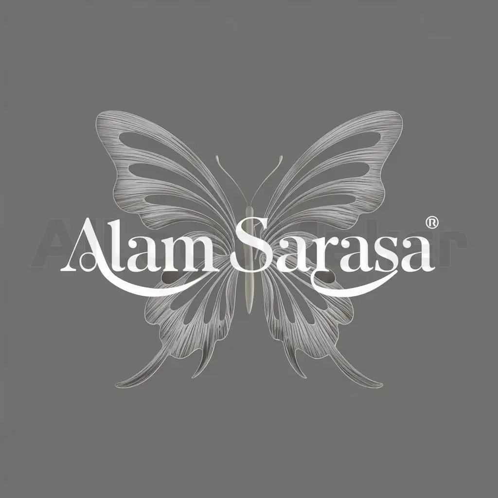 a logo design,with the text "Alam Sarasa", main symbol:You are asked to create a logo that represents the concept of Alam Sarasa. This concept reflects the beauty and diversity of nature in unique and attractive forms. You are asked to use a butterfly icon as the main element in the design of this logo.,Moderate,clear background