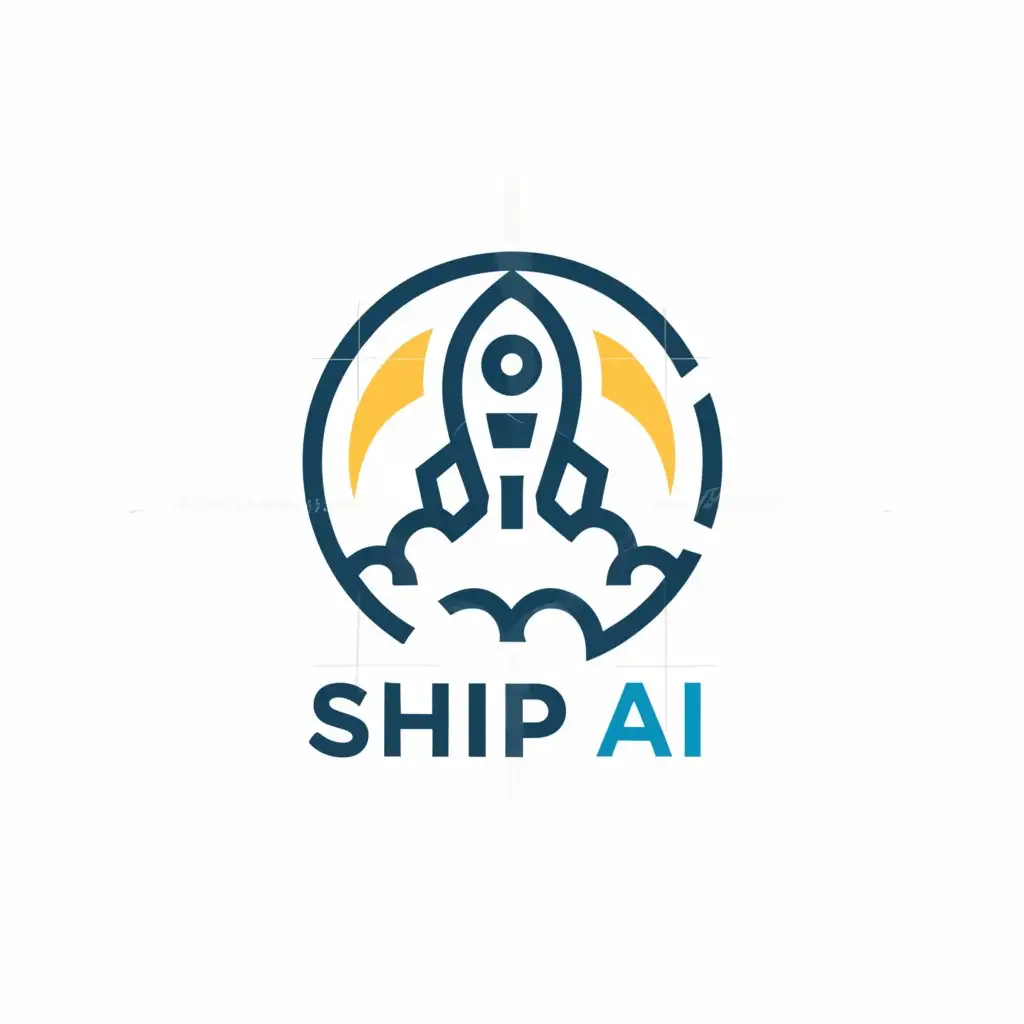 a logo design,with the text "Ship AI", main symbol:rocket ship with robot,Minimalistic,be used in Technology industry,clear background