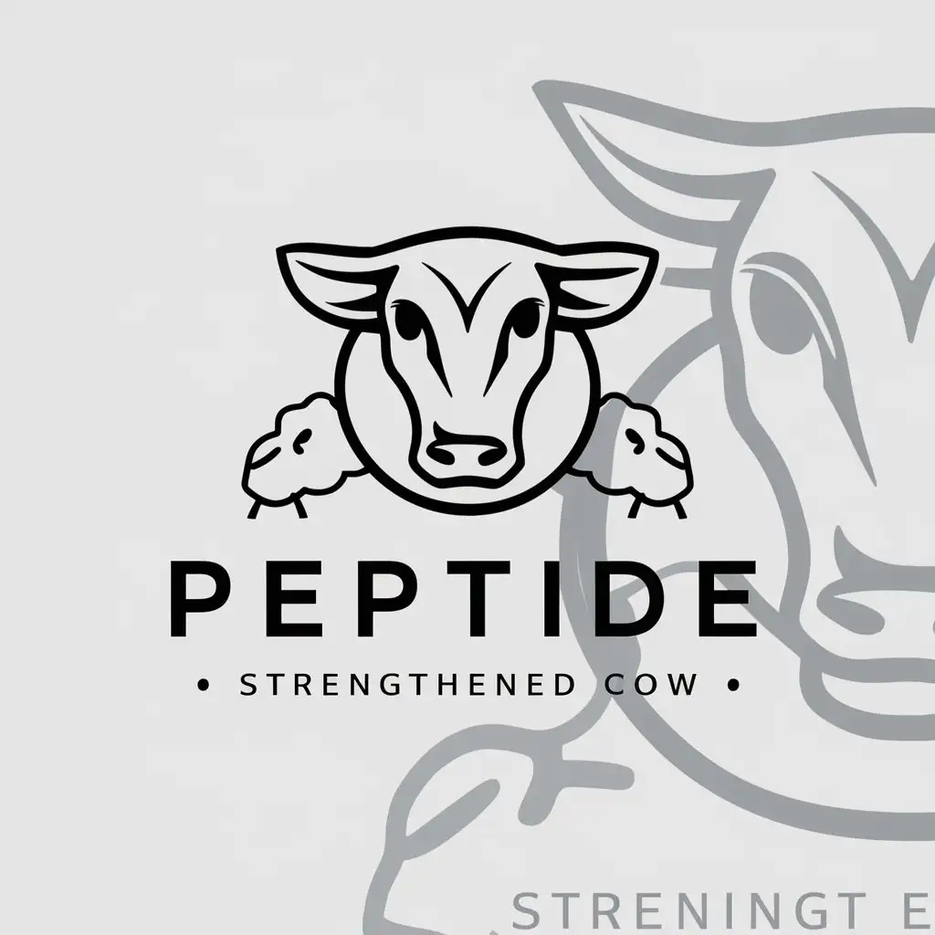 a logo design,with the text "peptide strengthened cow", main symbol:cattle and sheep,complex,be used in Animals Pets industry,clear background