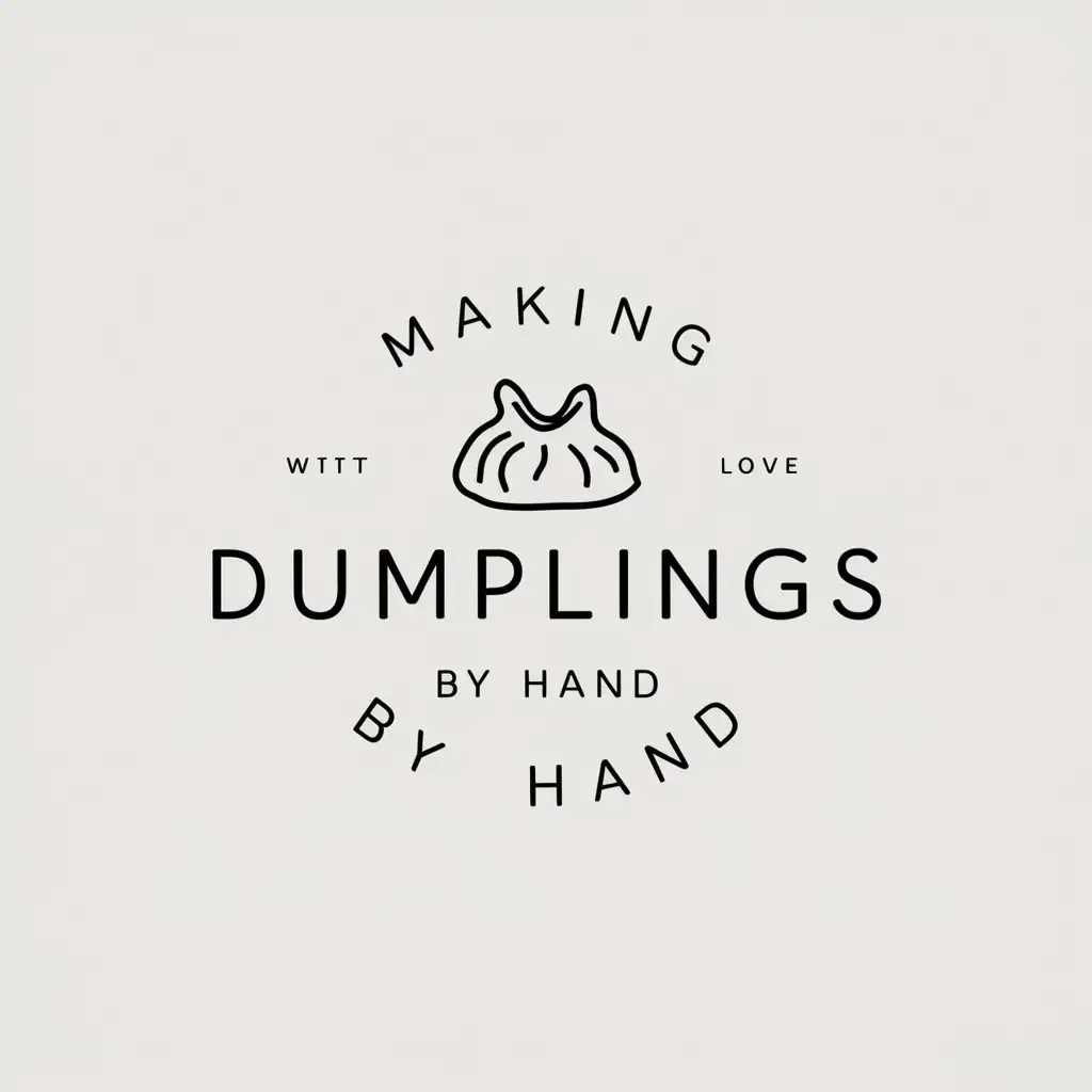 a logo design,with the text "making dumplings by hand", main symbol:wonton,Minimalistic,be used in dining industry,clear background