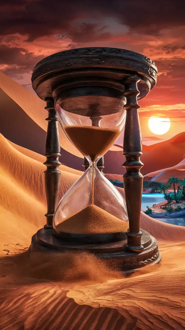 An hourglass statue in a sand biome showcasing time. 



