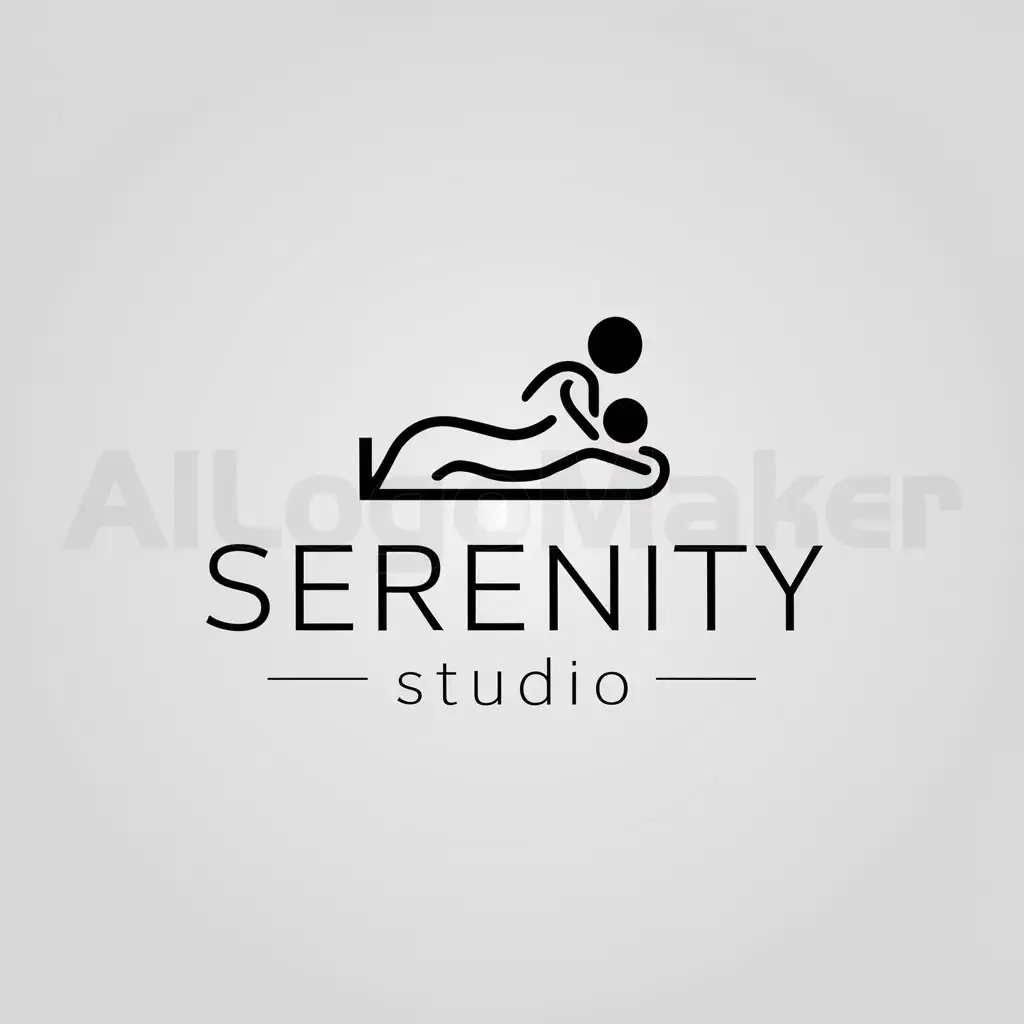 LOGO-Design-For-Serenity-Studio-Minimalistic-Massage-Body-Man-Emblem-for-Beauty-Spa-Industry