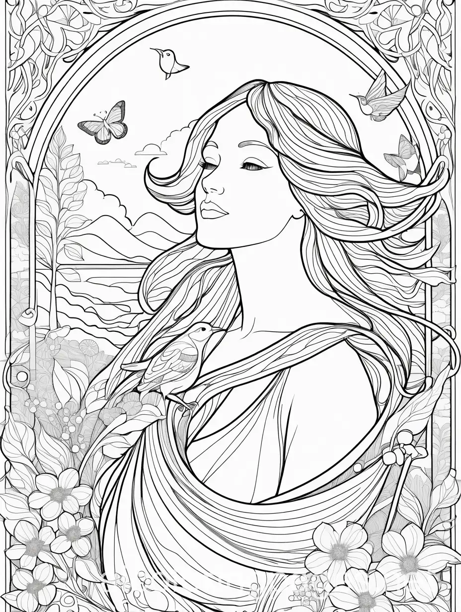 Tranquil-Motherhood-Serene-Coloring-Page-with-Natures-Embrace