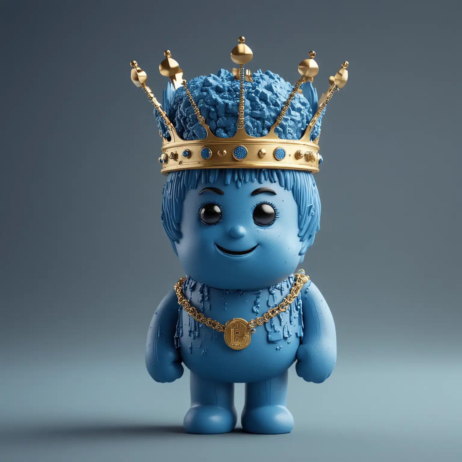 Royal Blue Bitcoin Figure with Crown