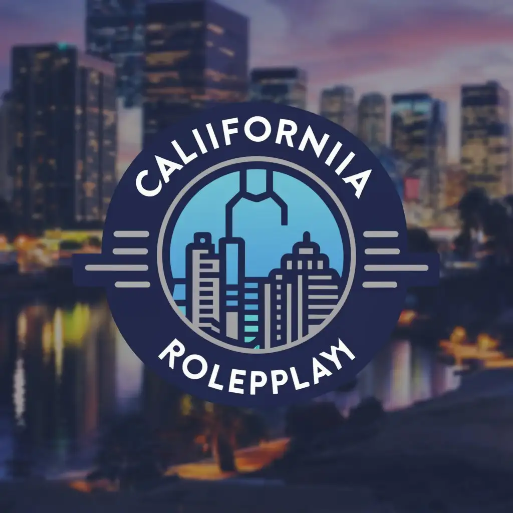 LOGO-Design-For-California-Openworld-Roleplay-Urban-Skyline-in-Blue-Circle-on-Clear-Background