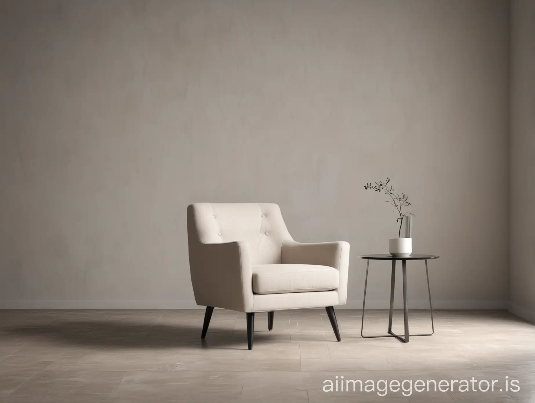 empty room with modern arm chair, minimalistic, aesthetic