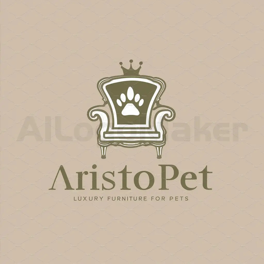 a logo design,with the text 'Aristopet', main symbol:Luxury Furniture for pet, complex, be used in Animals Pets industry, clear background, Color Olivegreen