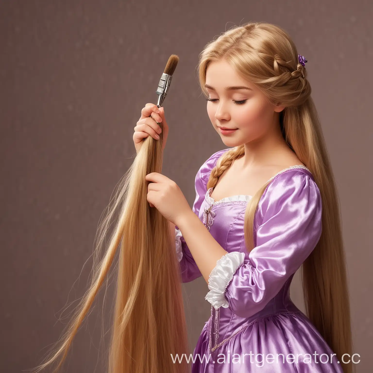 Young-Girl-Inspired-by-Rapunzel-Brushes-Her-Long-Hair
