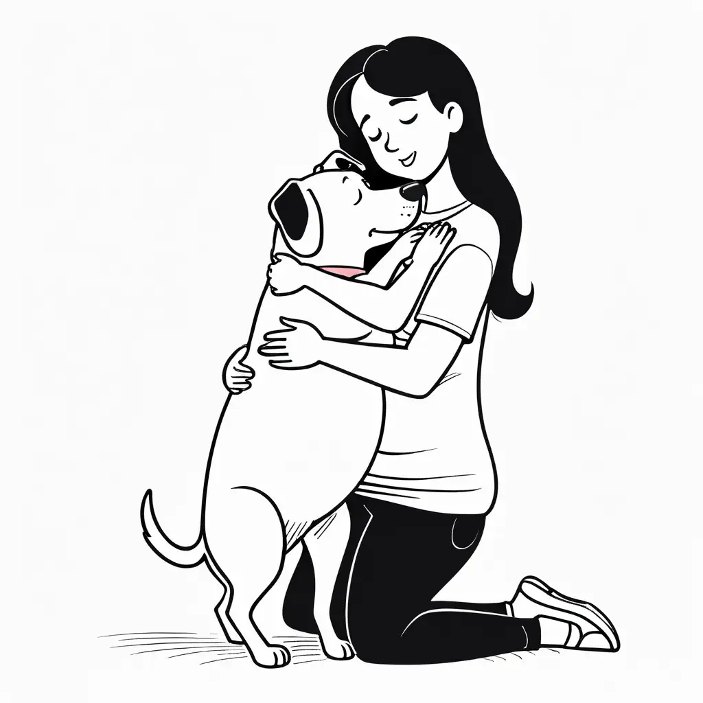 Cartoon Drawing Dog Comforting Pregnant Woman Heartwarming Illustration