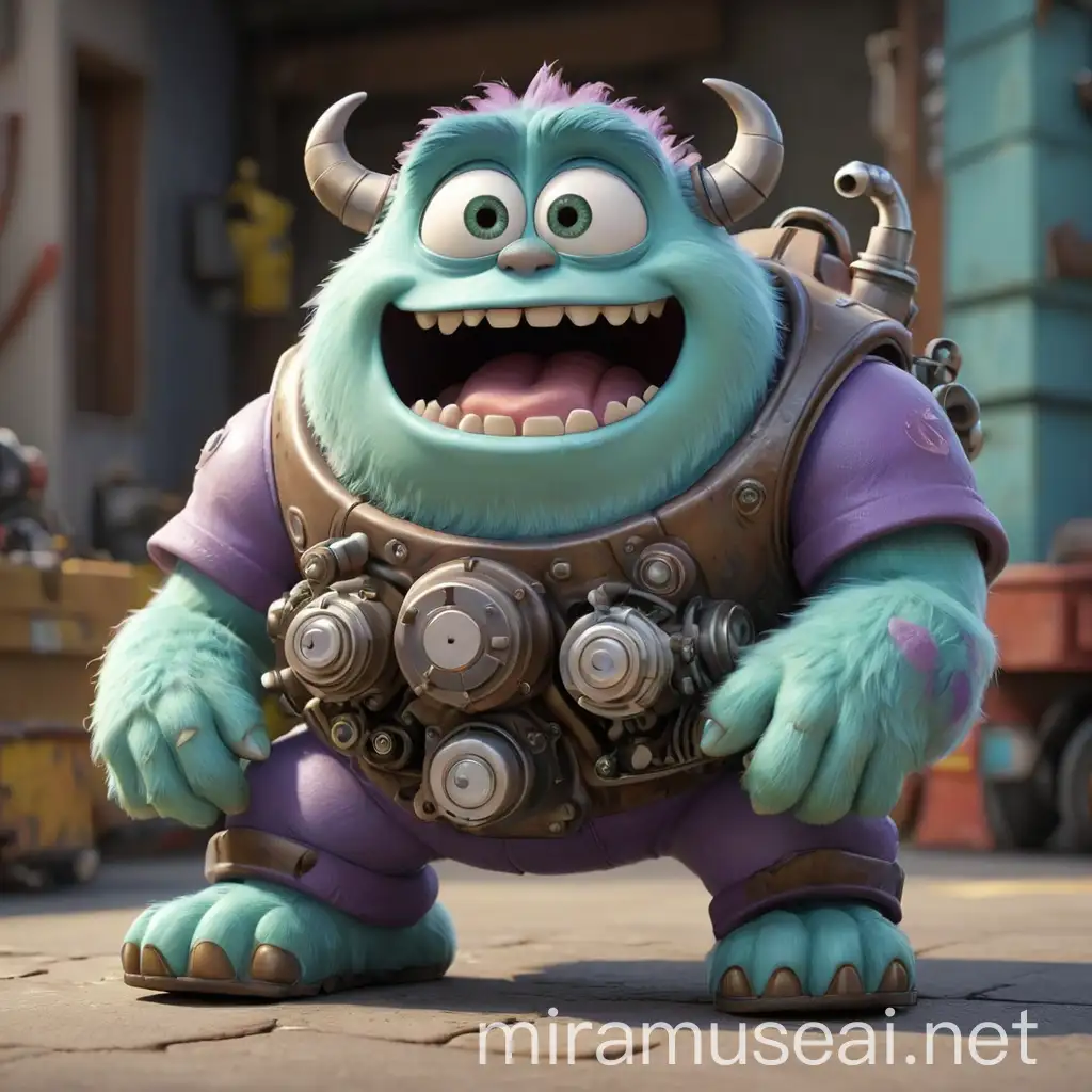 a cute and cute little time monster inc that is carrying a turbo engine