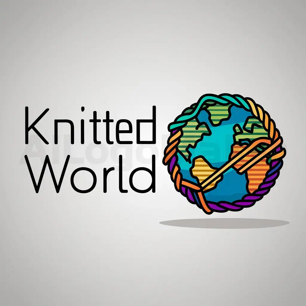 a logo design,with the text "knitted world", main symbol:earth knit world game abstract,Moderate,be used in Internet industry,clear background