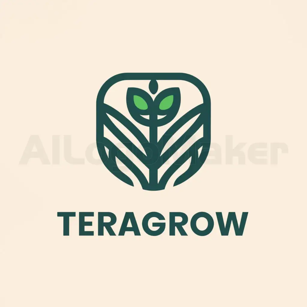 a logo design,with the text "TerraGrow", main symbol:rice, farmer, blockhain, IoT, agriculture,Moderate,be used in agriculture industry,clear background