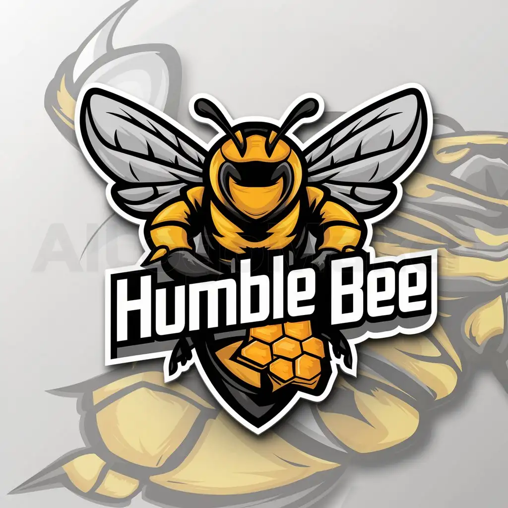 LOGO-Design-For-Humble-Bee-Powerful-Yellow-Bumblebee-Robot-with-Honeycomb-Theme