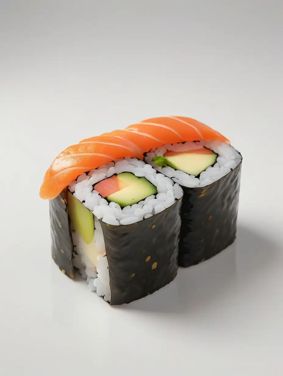 Single-Sushi-Roll-on-Clean-White-Background-3D-Render