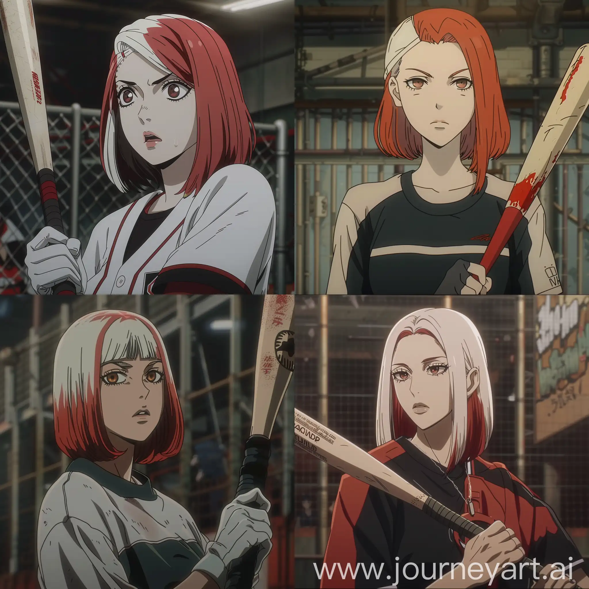 Woman-with-ShoulderLength-WhiteRed-Hair-Holding-Baseball-Bat