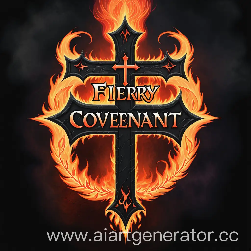 Fiery-Covenant-Inscription-on-Christian-Metal-Band-Background