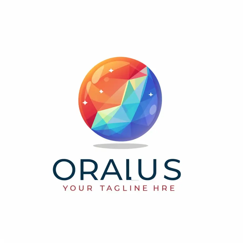 a logo design,with the text "Opalus", main symbol:Beautiful crystal ball, with red and blue as the main colors, white background.,Moderate,be used in Technology industry,clear background