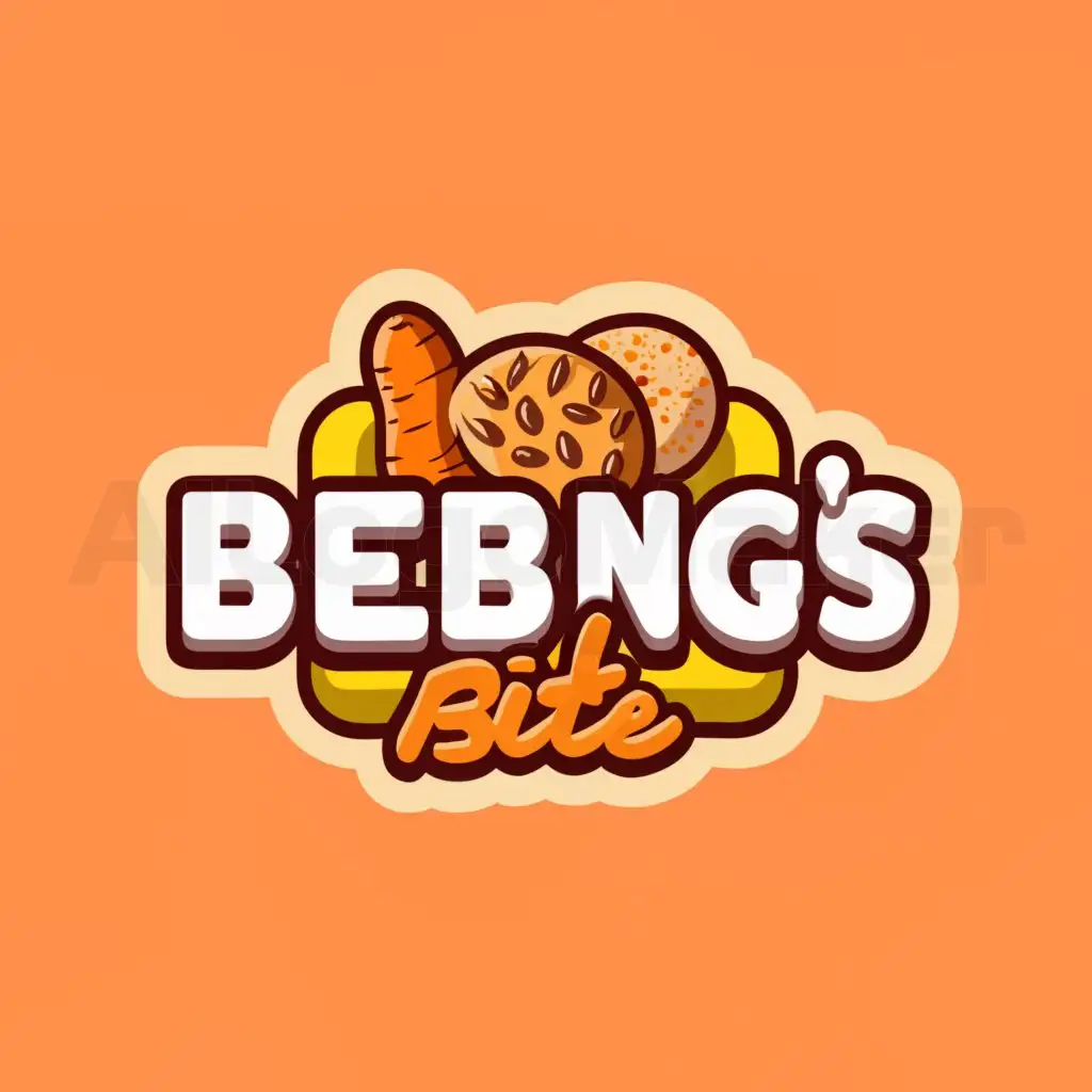 a logo design,with the text "Bebang`s Bite", main symbol:Peanut, Rice, Breakfastfood, Longganisa,Minimalistic,clear background