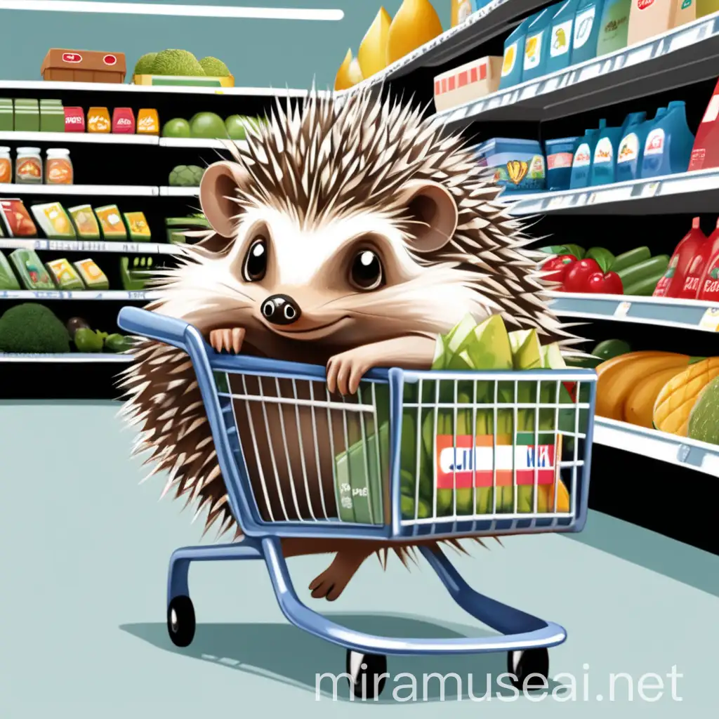 Un riccio che si reca al supermercato
