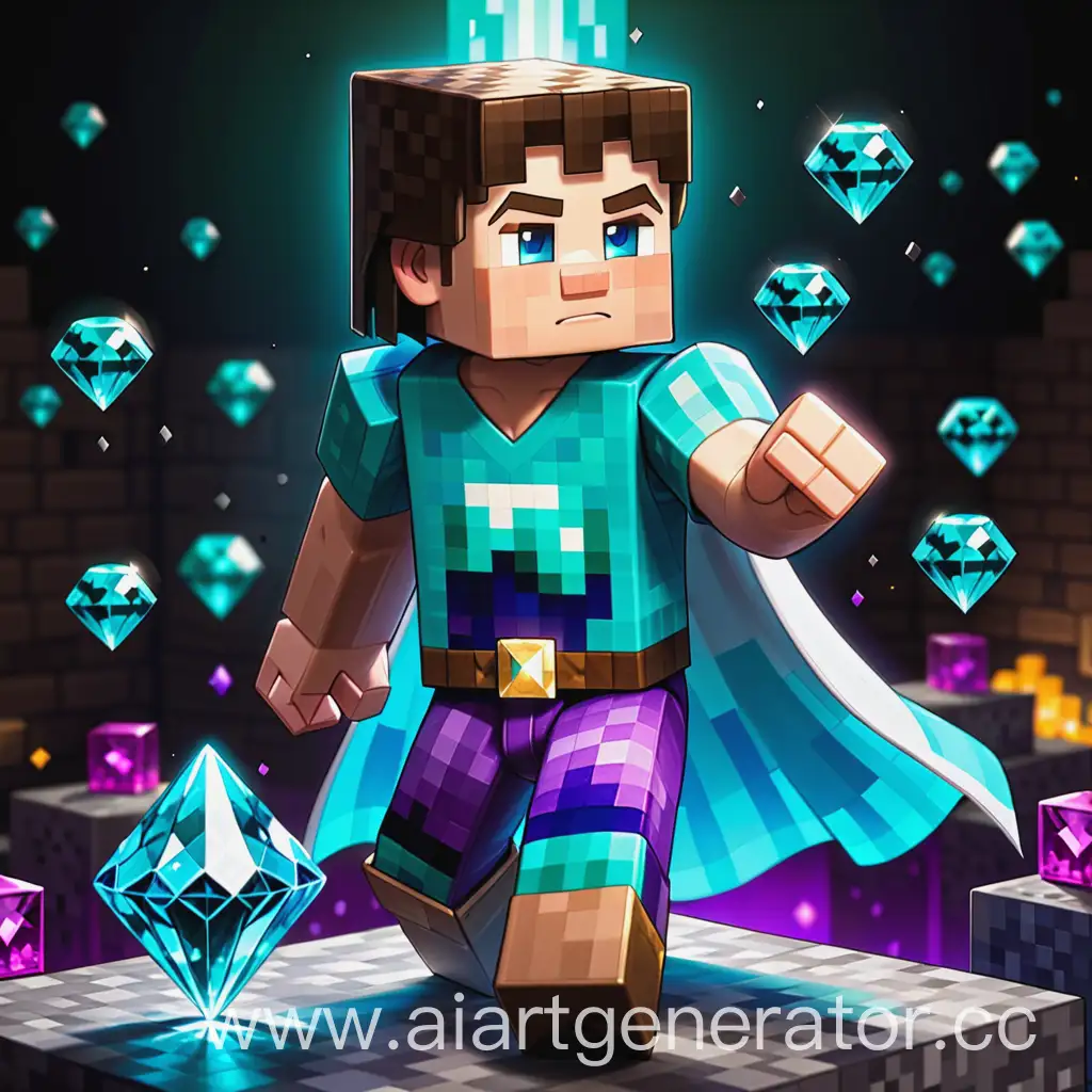 Minecraft-Prince-Counting-Diamonds-Royal-Adventurer-in-Pixelated-Realm