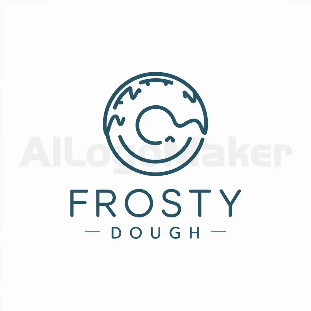 a logo design,with the text "frosty dough", main symbol:a frozen doughnut,Minimalistic,be used in Others industry,clear background