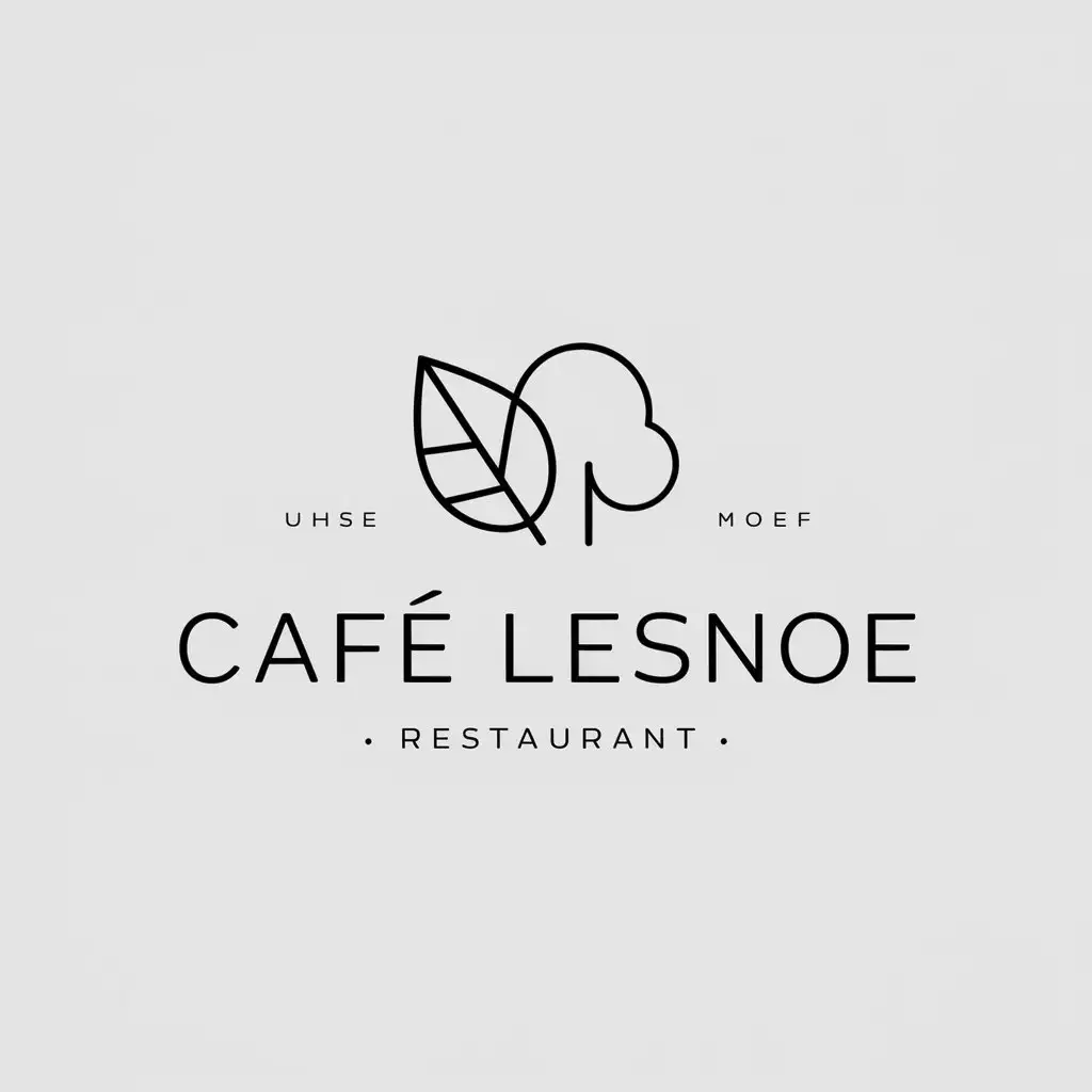 a logo design,with the text "CAFÉ LESNOE", main symbol:Leaflets, tree,Minimalistic,be used in Restaurant industry,clear background