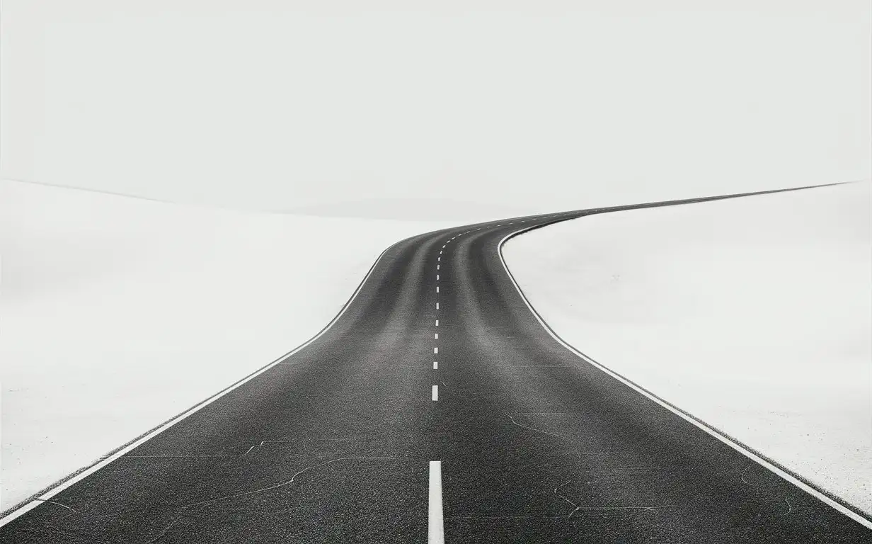 Lonely-Road-on-White-Background