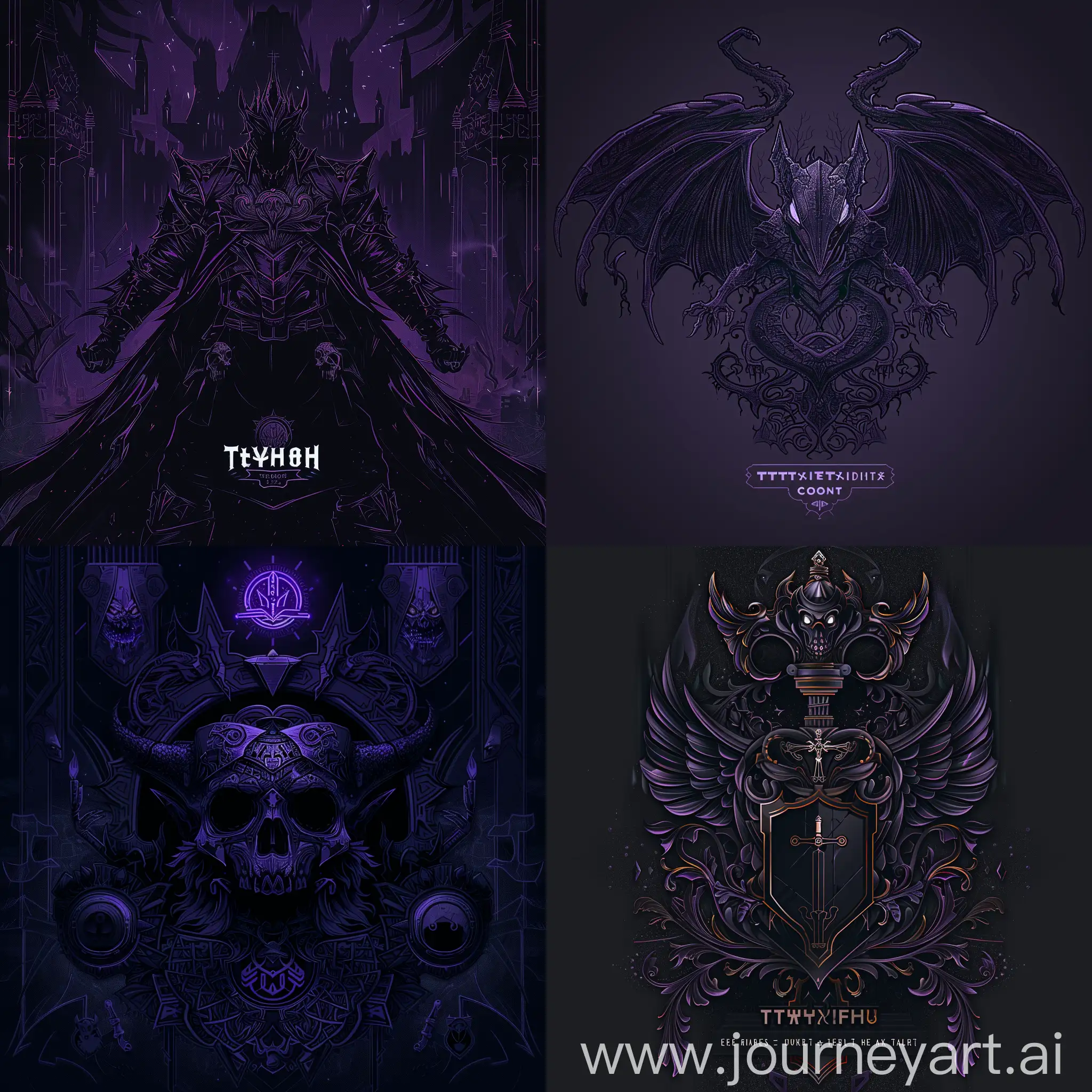 Create a design concept for a Twitch channel inspired by dark fantasy and noir style. The design should evoke a sense of mystery, tension and Gothic horror. Please provide a detailed description of the color palette, typography, and any iconic elements or symbols that will be used to represent the aesthetics of the channel