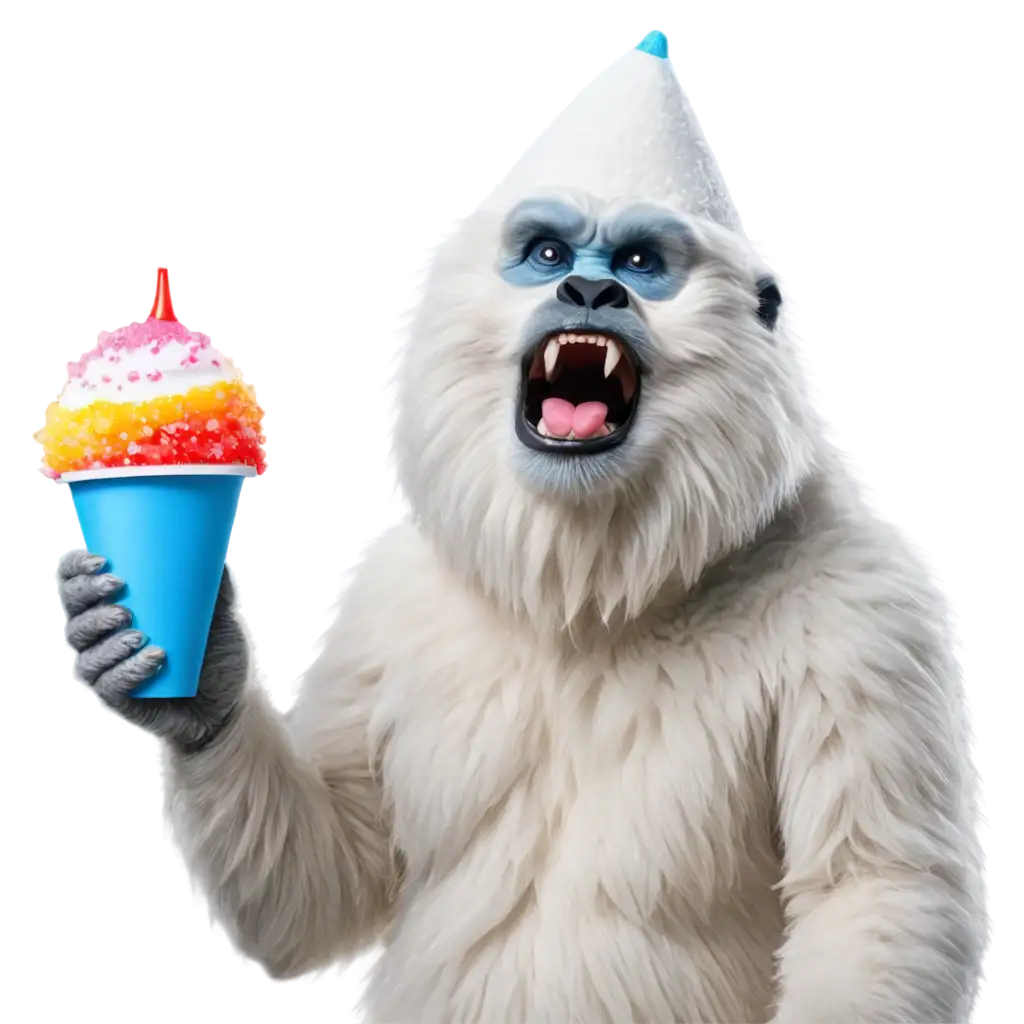 Yeti eating snow cone